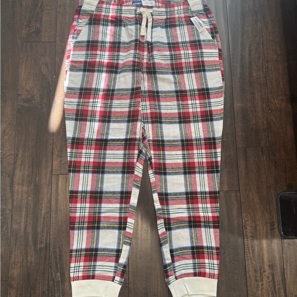 Old Navy Red & White Pajama Joggers
